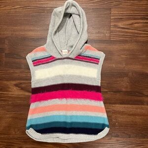 Gymboree Ready, Jet, Go! Grey Pink Fuzzy Stripe Sweater Girls Hood Size 4T
